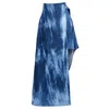 Kargede Women's Blue Designer Denim Wrap Skirt – Asymmetrical Hem, Midi Length In Blue