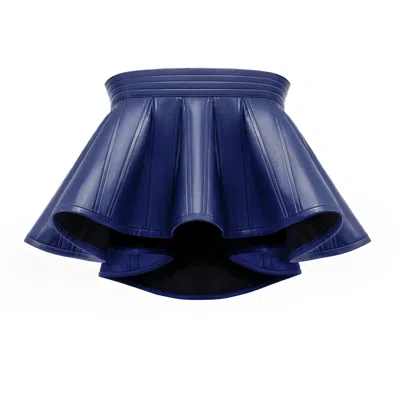 Kargede Women's Blue Navy Designer Leather Crop Top - Structured
