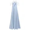 Kargede Women's Blue / White Blue Satin Maxi Dress – Long Designer Slip Gown In Blue/white