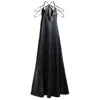 Kargede Women's Black Satin Maxi Dress – Long Designer Slip Gown In Black