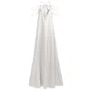 Kargede Women's White Satin Maxi Dress – Long Designer Slip Gown In White