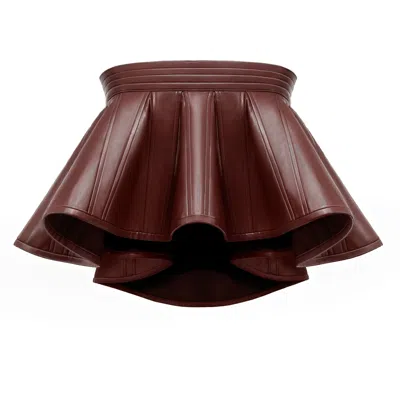 Kargede Women's Brown Designer Leather Crop Top - Structured