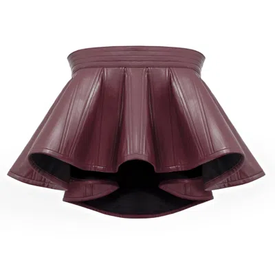 Kargede Women's Burgundy Designer Leather Crop Top - Structured In Brown
