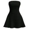 Kargede Women's Black Knit Mini Dress – Sleeveless, Flared Hem In Black