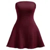 Kargede Women's Red Knit Mini Dress – Sleeveless, Flared Hem In Red