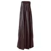 Kargede Women's Pleated Brown Leather Maxi Dress – Strapless Designer Evening Gown In Faux In Brown