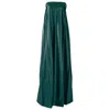 Kargede Women's Pleated Green Leather Maxi Dress – Strapless Designer Evening Gown In Faux In Green