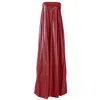 Kargede Women's Pleated Red Leather Maxi Dress – Strapless Designer Evening Gown In Faux In Red
