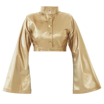Kargede Women's Hush – Vegan Leather Cropped Jacket Gold