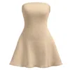 Kargede Women's Neutrals Beige Knit Mini Dress – Sleeveless, Flared Hem In Beige