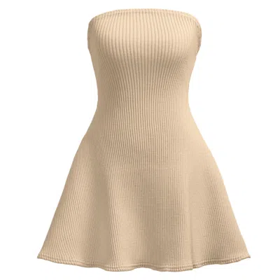Kargede Women's Neutrals Beige Knit Mini Dress – Sleeveless, Flared Hem