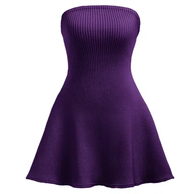 Kargede Women's Pink / Purple Purple Knit Mini Dress – Sleeveless, Flared Hem In Pink/purple