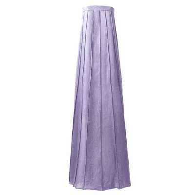 Kargede Women's Pink / Purple Lilac Purple Linen Maxi Dress – Designer Strapless Gown With Pleated Detail In Pink/purple