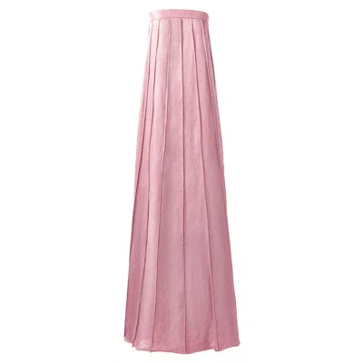 Kargede Women's Pink / Purple Pink Linen Maxi Dress – Designer Strapless Gown With Pleated Detail In Pink/purple
