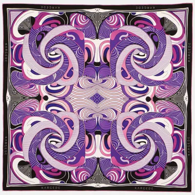 Kargede Women's Pink / Purple Tidal Symphony – Pink Purple Black Double Sided Designer Silk Scarf