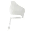 Kargede Women's White Knit Crop Top – One Shoulder, Asymmetrical In White
