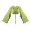 Kargede Women's Green Cropped Cardigan – Oversized Fit, Long Sleeves In Green