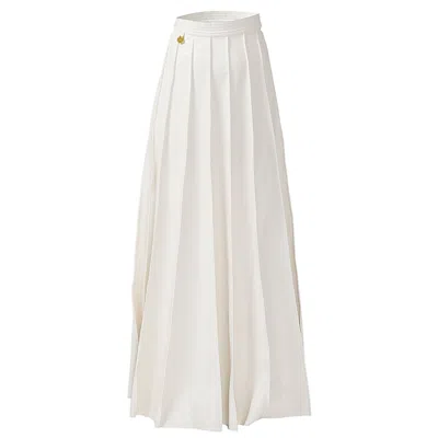 Kargede Women's Solace – Vegan Leather Pleated Maxi Skirt White
