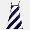 Kargede Women's White / Blue Leather Mini Dress – Navy & White Striped, Trapeze Fit In White/blue