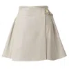 Kargede Women's White / Neutrals Eggshell White Vegan Leather Wrap Skirt - Mini Length With Belt In Neutral