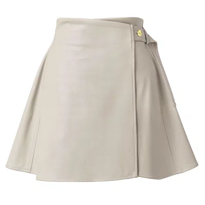 Kargede Women's White / Neutrals Eggshell White Vegan Leather Wrap Skirt - Mini Length With Belt