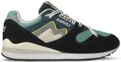 Pre-owned Karhu Men's  Synchron Classic Hockey Sneakers In Jet Black/blue Wing Teal In Multi