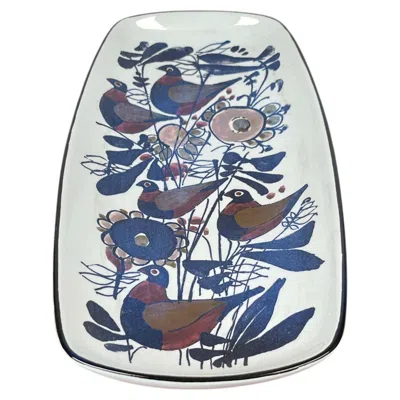 Pre-owned Kari Christensen Mid-century Modern Danish Bowl Bird  Aluminia Royal Copenhagen In Gray