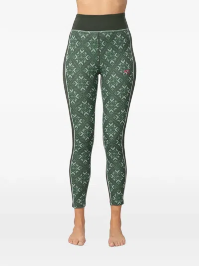 Kari Traa Iselin Snowflake-print Base-layer Leggings In Green