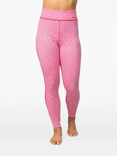 Kari Traa Rose Light Patterned High-waisted Base Layer Leggings In Pink