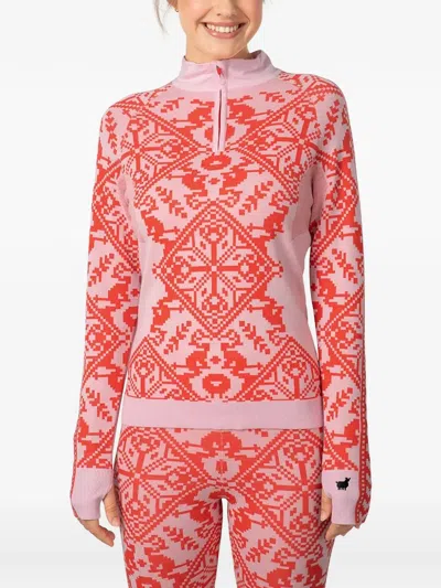Kari Traa Saga Fair-isle Half-zip Sweater In Metallic