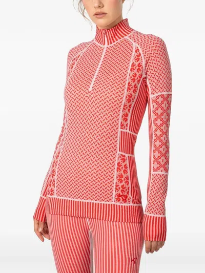 Kari Traa Smekker Rose Geometric-patterned Base Layer In Red