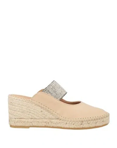 Karida Woman Espadrilles Beige Size 6 Leather, Synthetisches Material In Brown