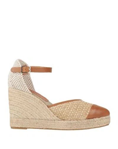 Karida Woman Espadrilles Beige Size 7 Calfskin, Natural Raffia In Multi