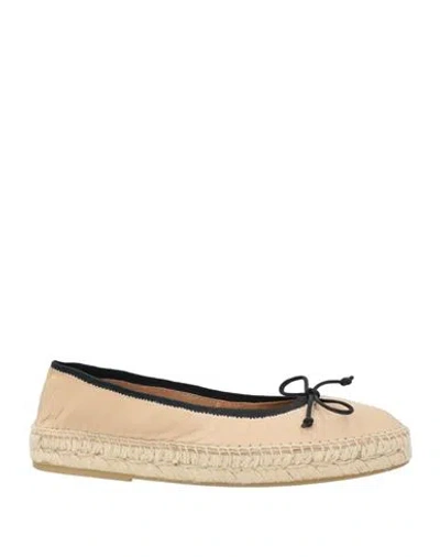 Karida Woman Espadrilles Beige Size 8 Leather In Gold