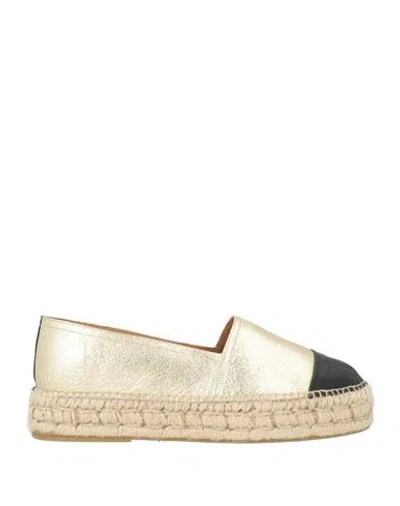 Karida Woman Espadrilles Platinum Size 7 Leather In Gold