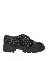 Karida Woman Lace-up Shoes Black Size 7 Leather, Textile Fibers