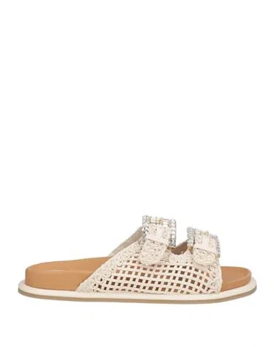 Karida Woman Sandals Ivory Size 6 Textile Fibers In White