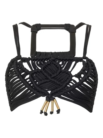 Karima Knotted Square-neck Top In Black