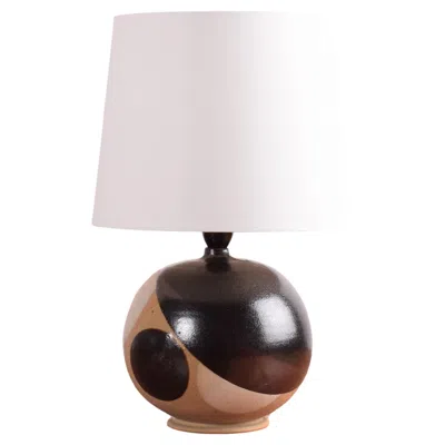 Pre-owned Karin Heerwagen Danish Modern Ball Shaped Ceramic Table Lamp With Circle Decor By Heerwagen 1970 In Transparent