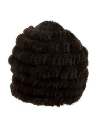 Pre-owned Karin Karen Mink Hat In Brown