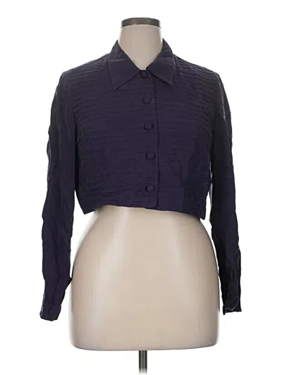 Pre-owned Karin Stevens Long Sleeve Blouse In Purple
