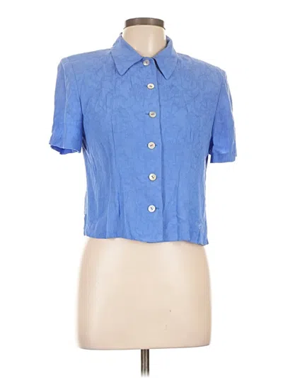 Pre-owned Karin Stevens Short Sleeve Blouse In Blue