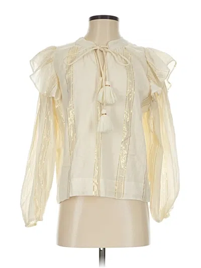Pre-owned Karina Grimaldi 3/4 Sleeve Blouse In Ivory