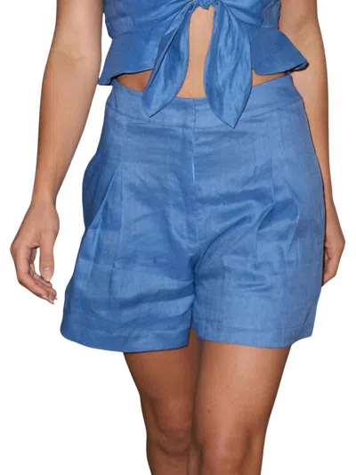 Karina Grimaldi Ada Solid Shorts In Blue