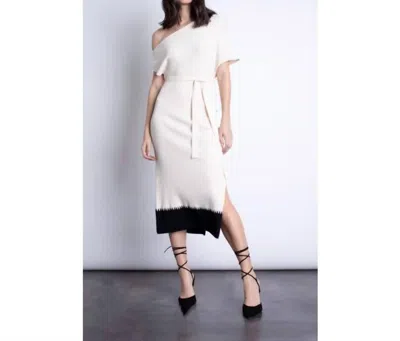 Karina Grimaldi Amber Off Shoulder Knit Midi Dress In Winter White