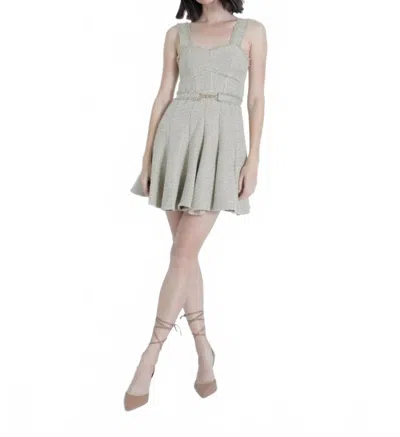 Karina Grimaldi Amelia Tweed Dress In Gold Tweed In Gray