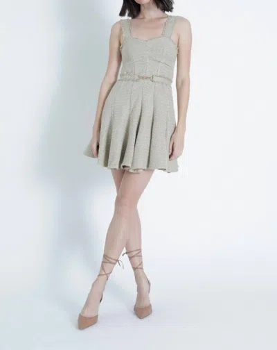 Karina Grimaldi Amelia Tweed Mini Dress In Gold Tweed In Multi