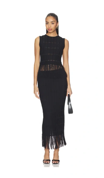 Karina Grimaldi Aria Fringe Knit Set In Black