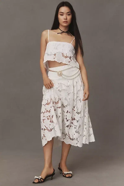 Karina Grimaldi Artemisa Lace Midi Skirt In White
