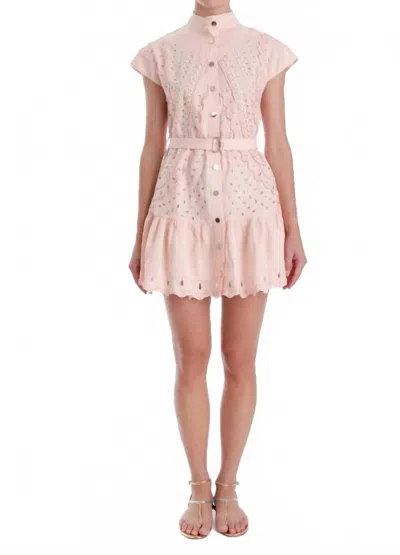 Karina Grimaldi Aruba Embroidered Mini Dress In Peach In Neutral